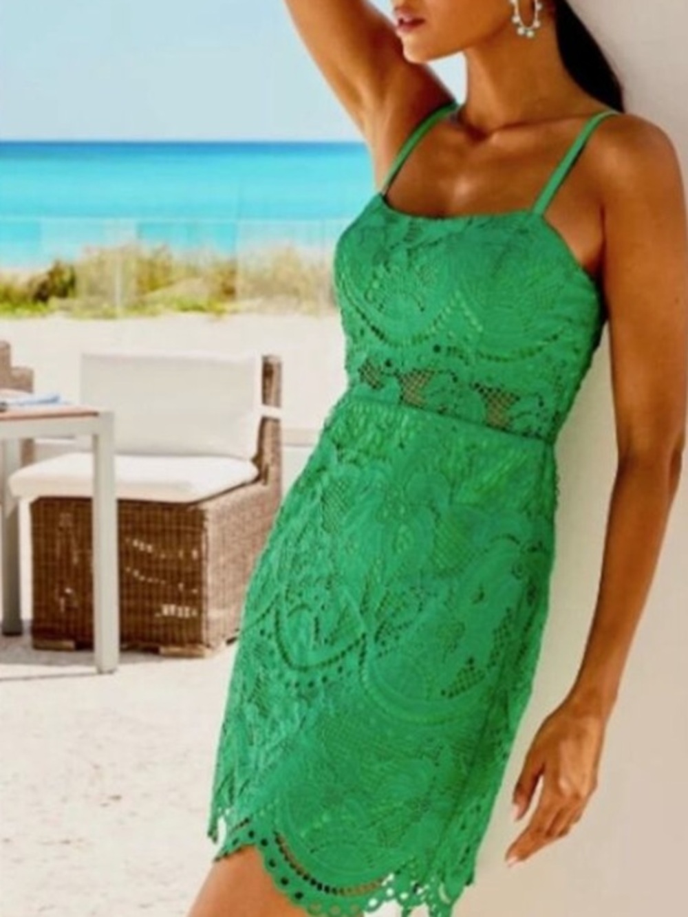 Lilly Pulitzer Risette Brazilian Green Dress with Lace Trim size 16